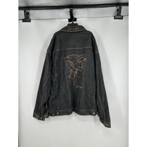 Fubu Platinum Embroidered Graphic Denim‎ Jean Jacket Vintage Y2K Skater Mens 3XL